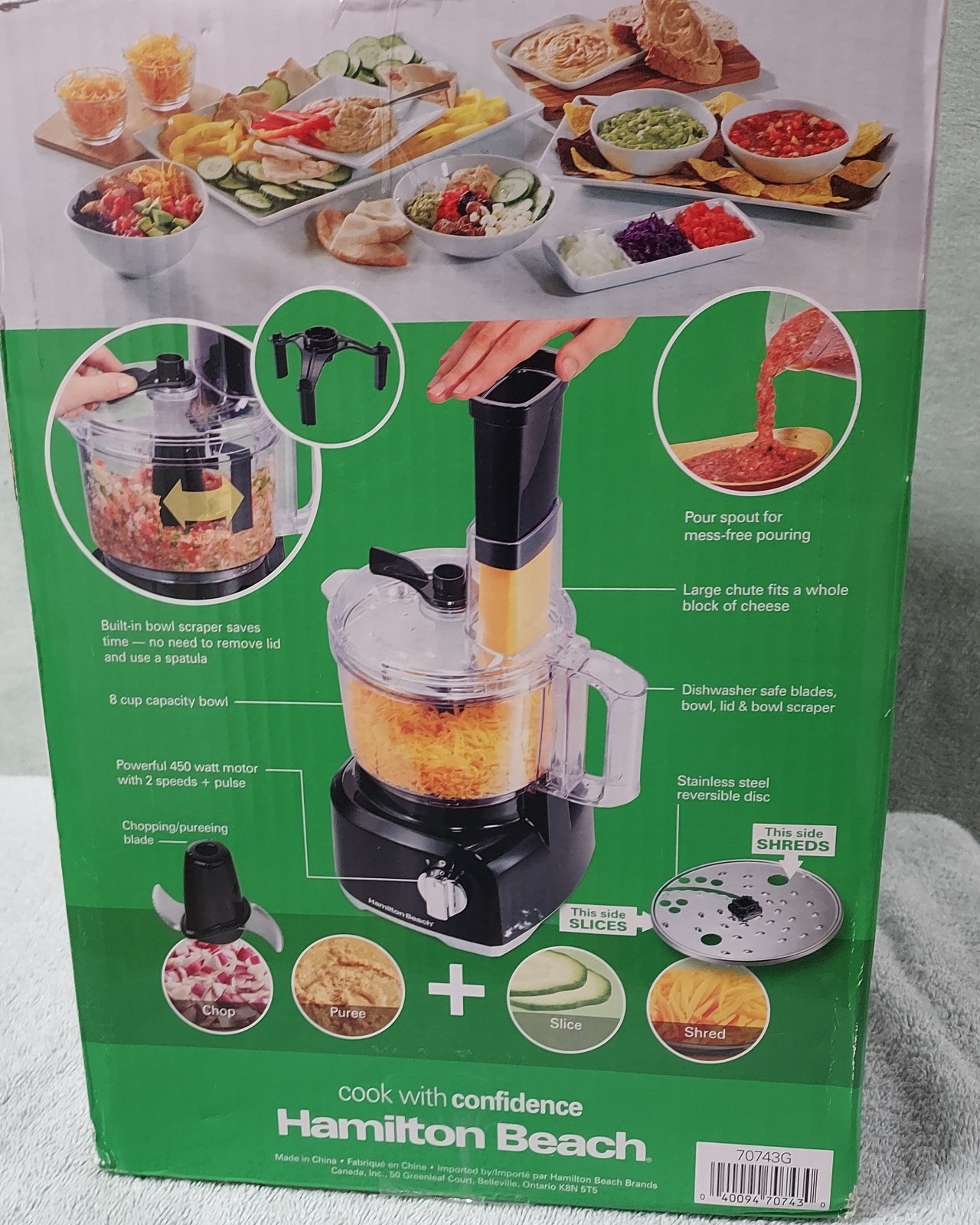 Hamilton Beach Model 70743G 8 Cup Food Processor w/Bowl Scrapper – Open Box