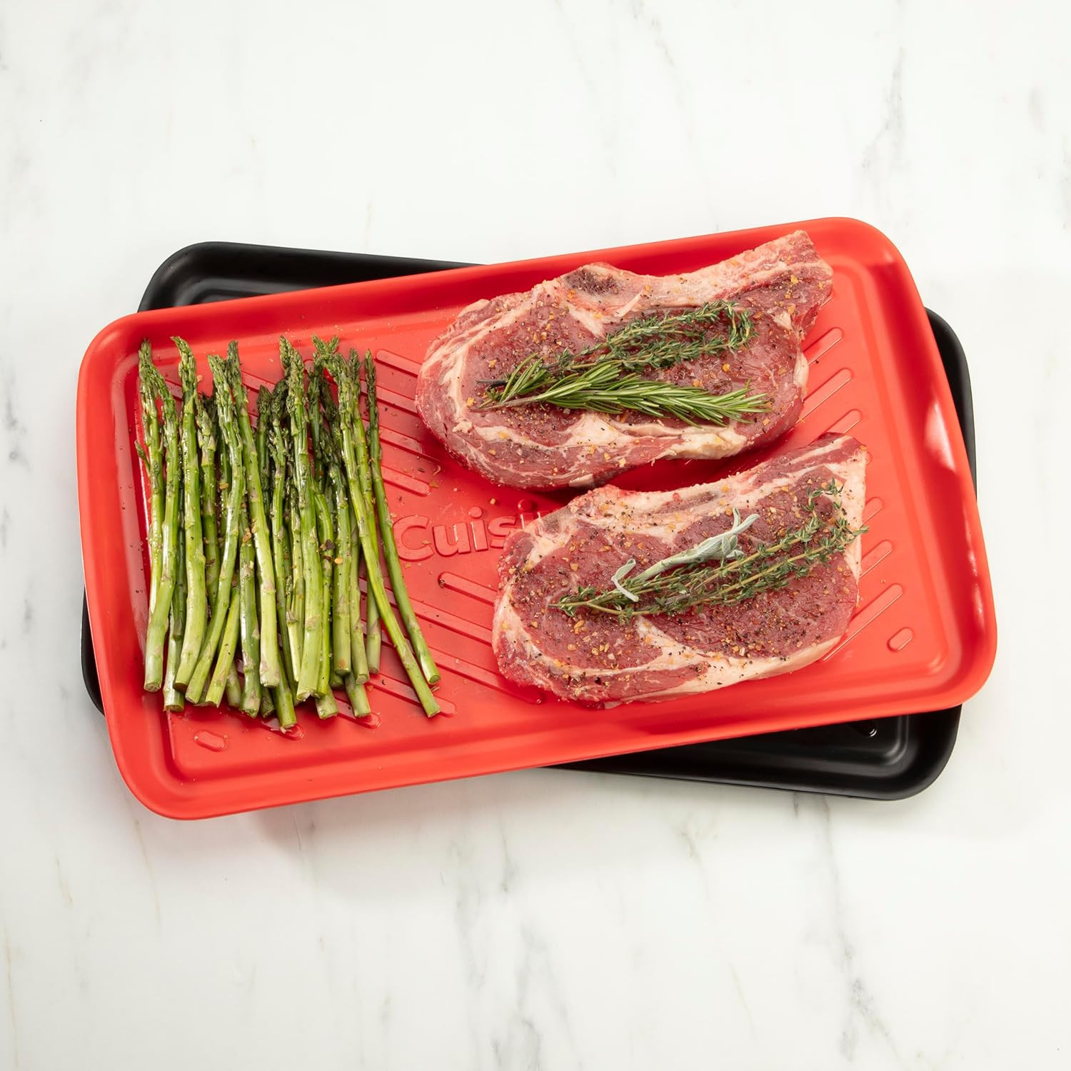 Grilling Prep & Serve Trays, 17X10.5 Inch BBQ Tray Safe for Food Handling, 2 Dis