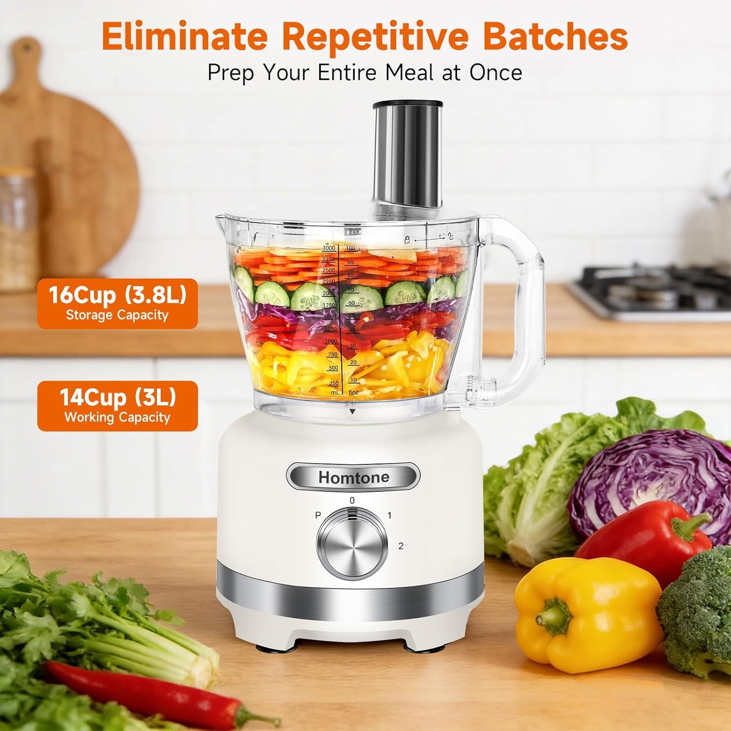16 Cup Homtone Chopper French Fries Meat Grinder Egg Whipper Large