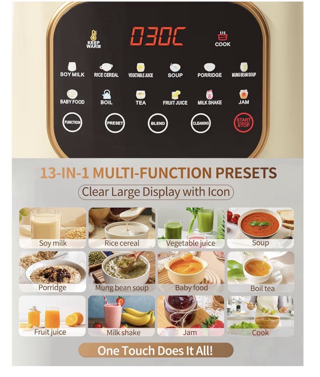 13-in-1 Multifunctional Silent Cooking Blender With Soundproof Shield, Sxmprail