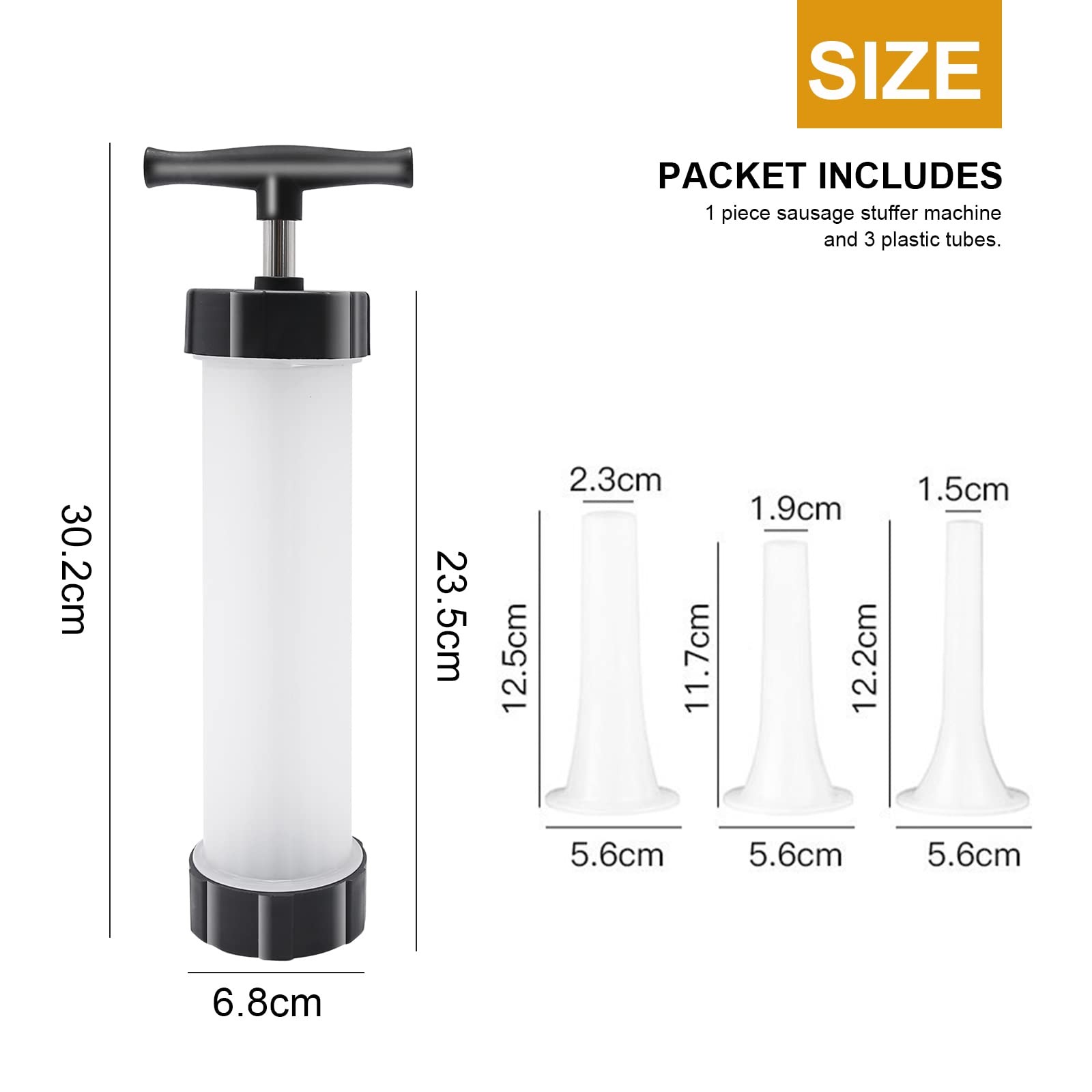 Hoypeyfiy Homemade Sausage Maker Kitchen Stuffer push type, White
