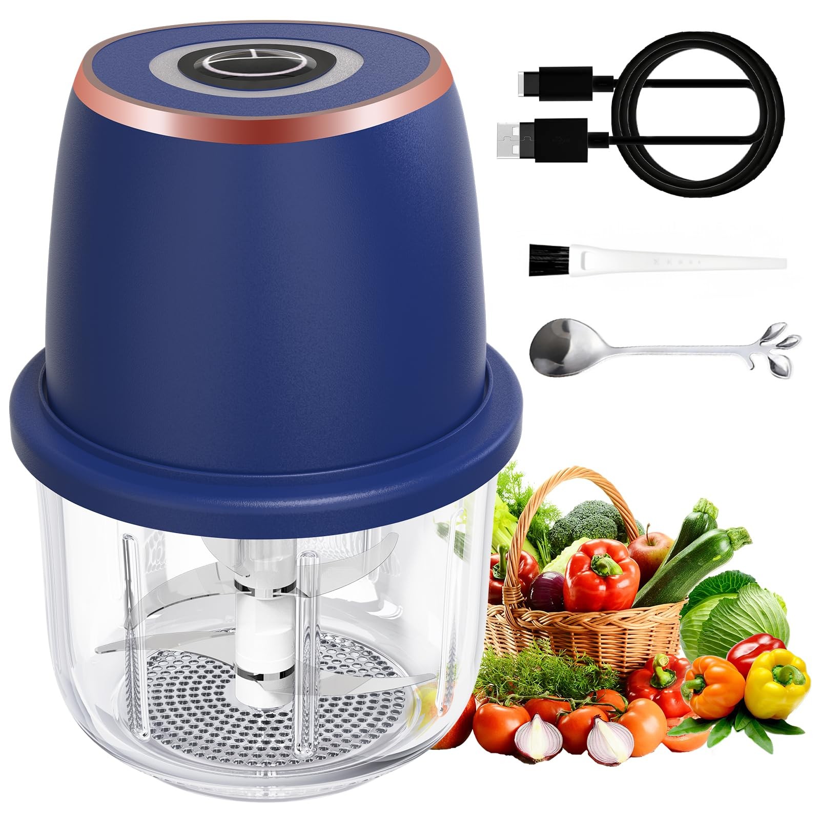 Vevirabe Electric Garlic Chopper Mini Food Processor Vegetable Chopper 350Ml