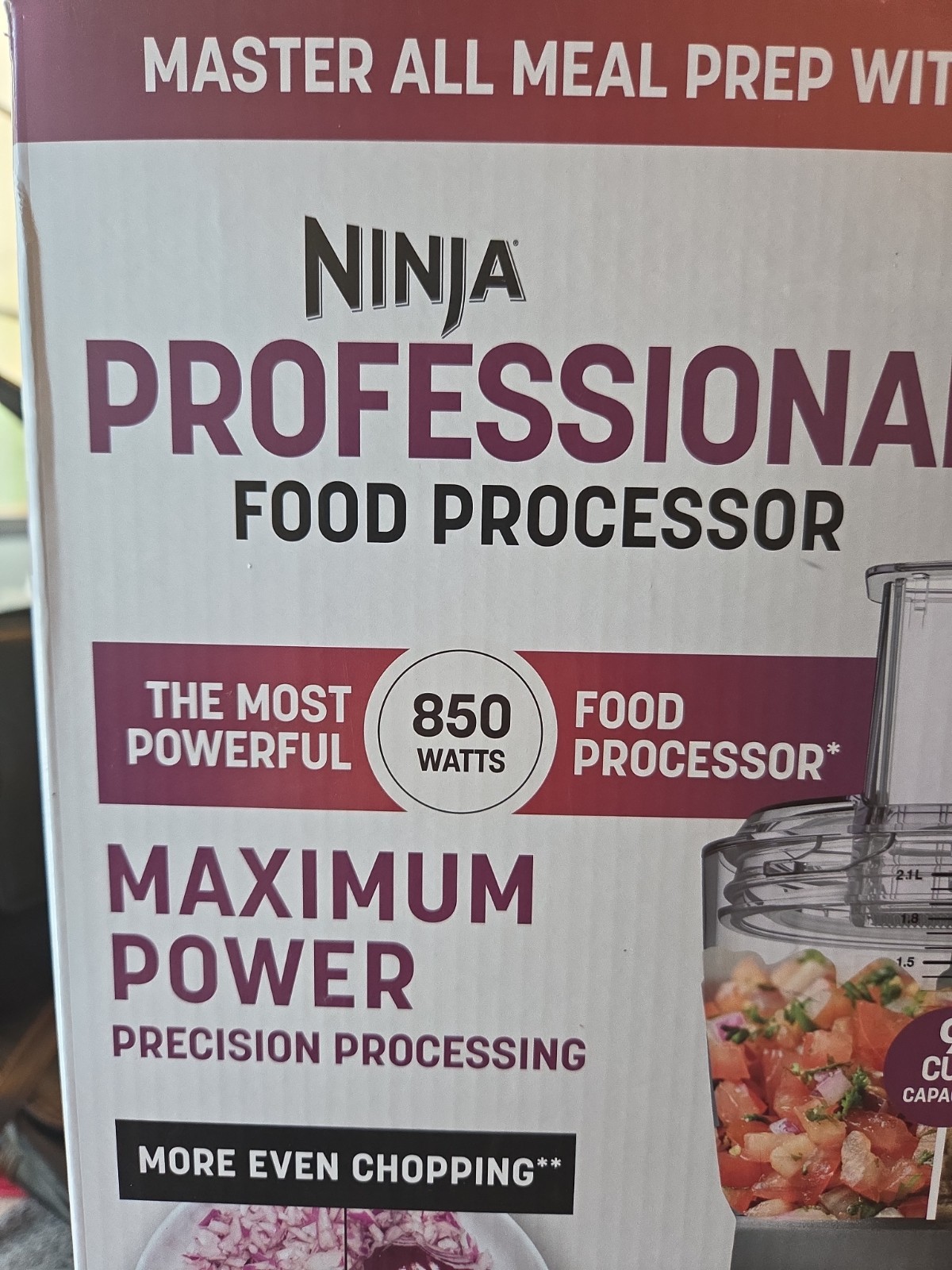 New Ninja Professional Food Processor 3-Auto-IQ 9-Cup Capacity Chop/Disc/Dough