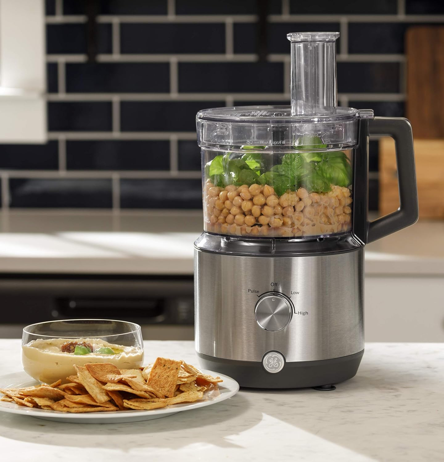 GE Food Processor, Large 12-Cup Vegetable Chopper for Shredding, Mincing, Dicing