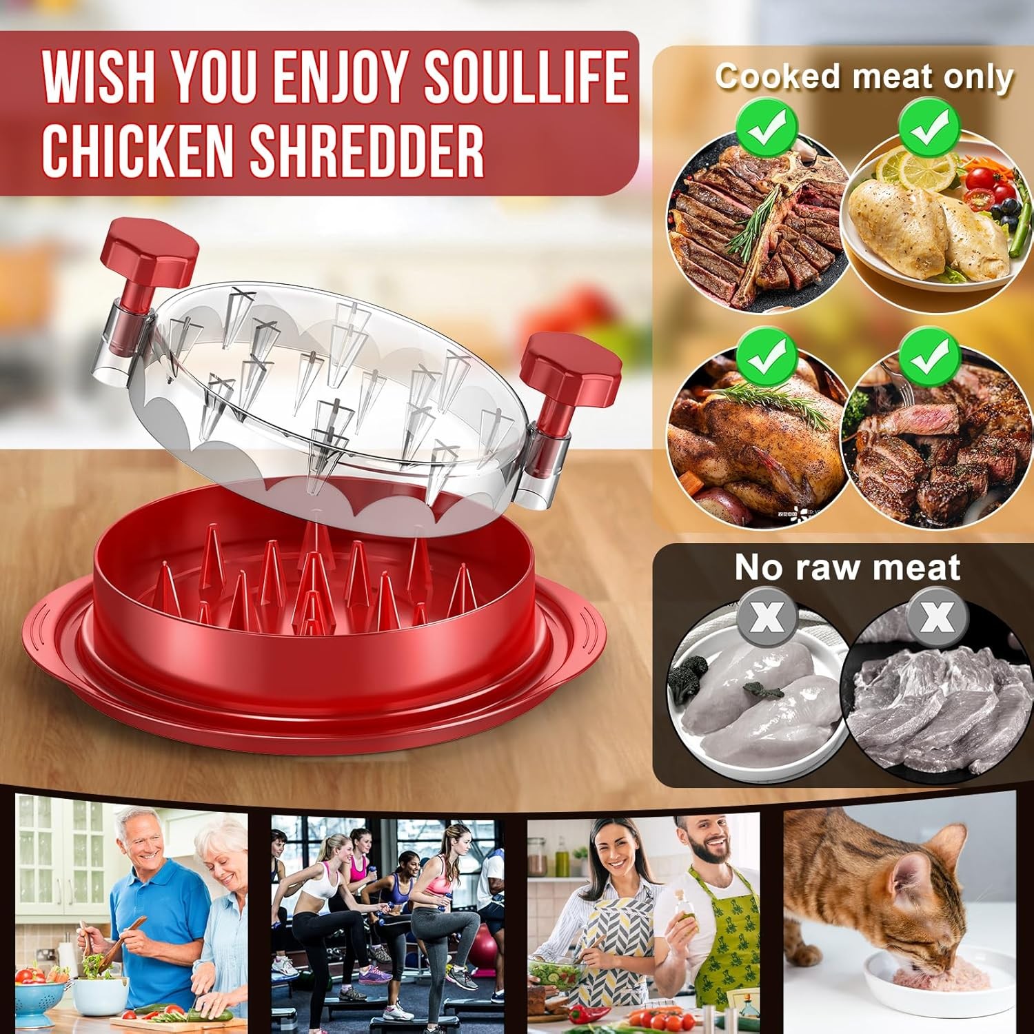 8 In Chicken Shredder Tool Twist Meat Shredding Grinder Handles Non-Slip No BPA