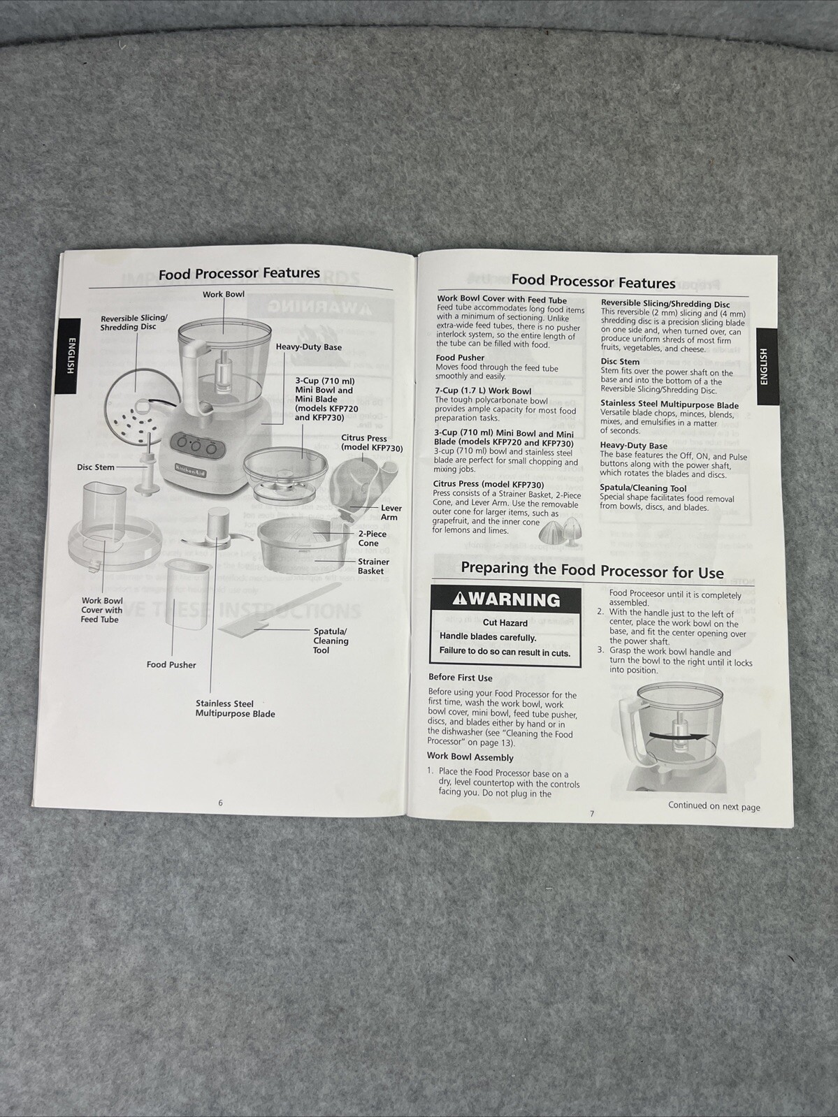 KitchenAid Food Processor Manual Only KFP710 KPF715 KFP720 KFP730