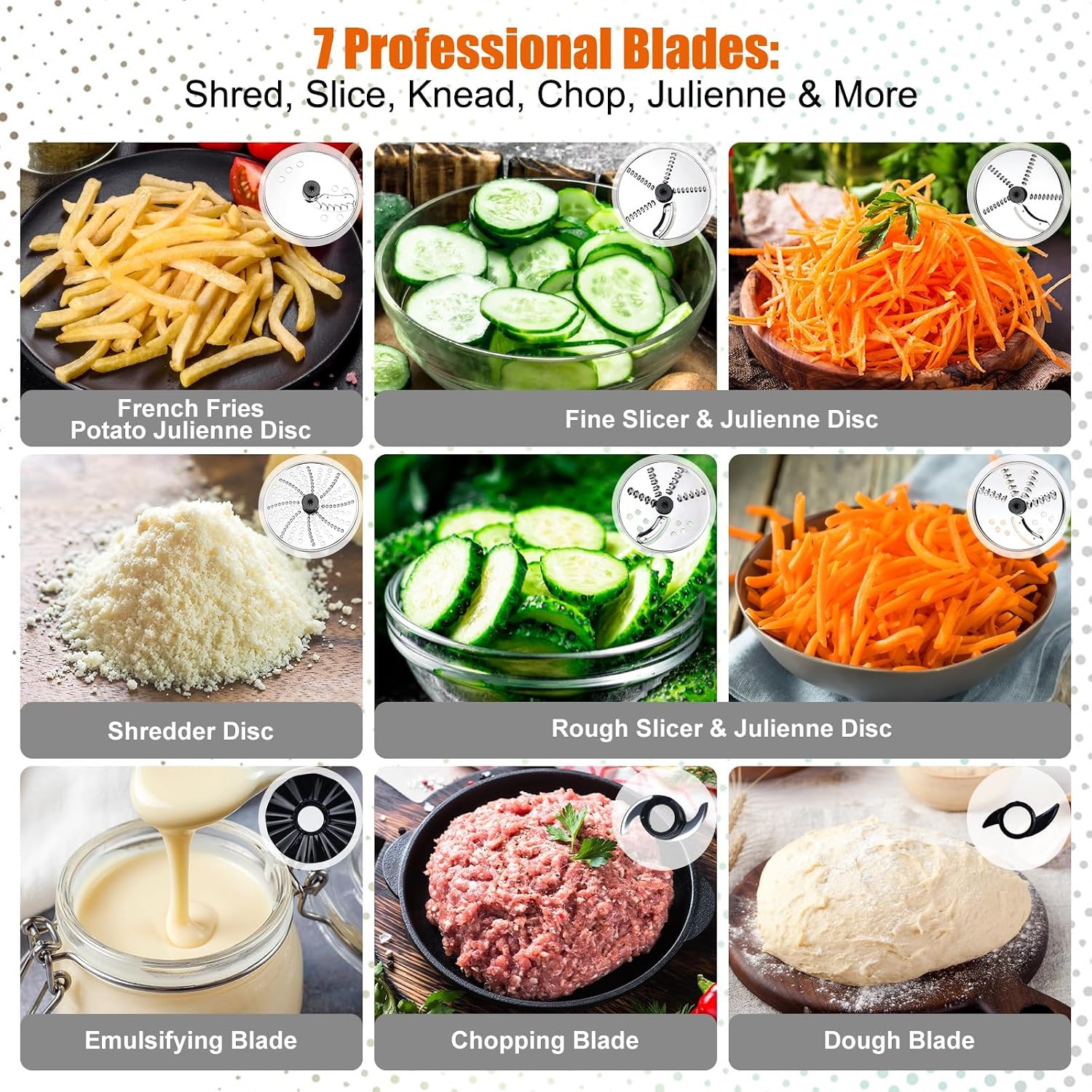 Homtone Red 16 Cup Kitchen Processor Shred Cheese Knead Dough