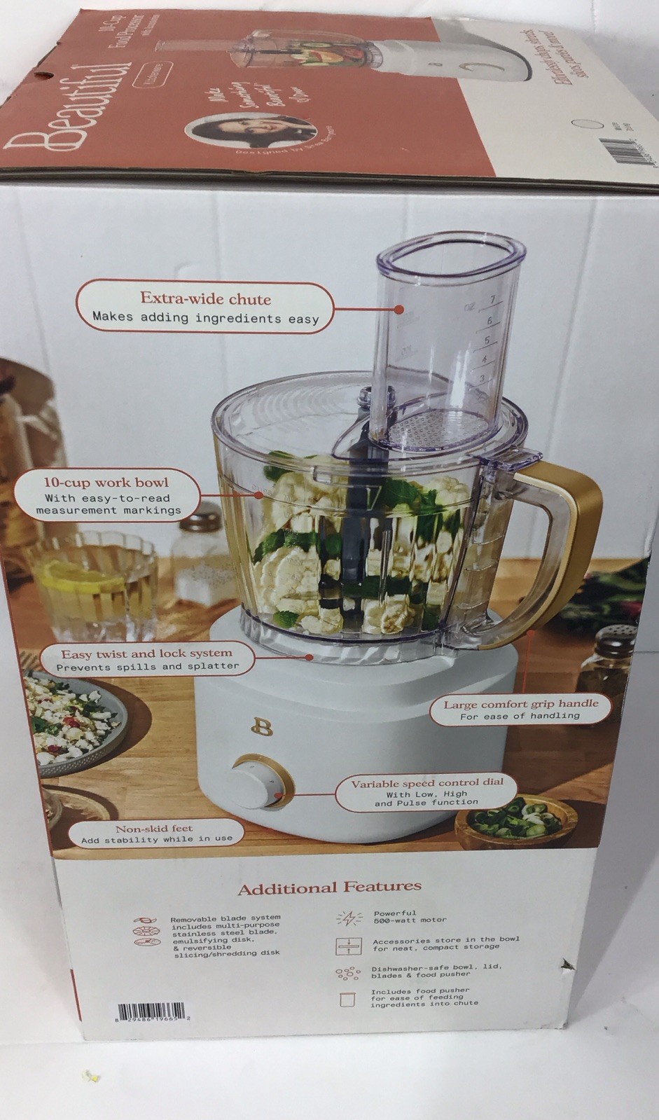 10-Cup Food Processor with Accessories, White Icing by Drew Barrymore