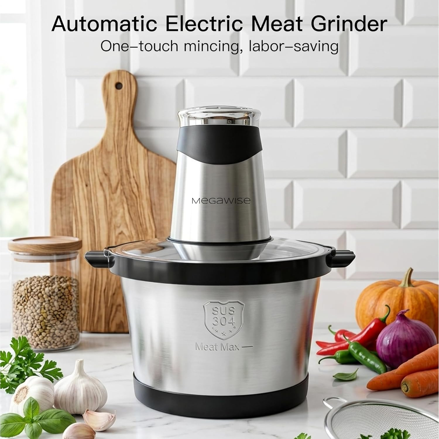Electric Food Processor, 1000W Meat Grinder & Vegetable Chopper with 6L 304# Sta