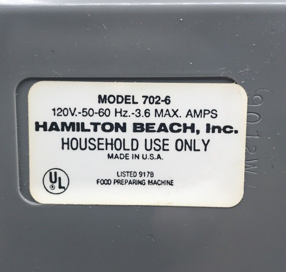 HAMILTON BEACH Food Processor Motor Base Model 702-6 Almond Tested OEM Works