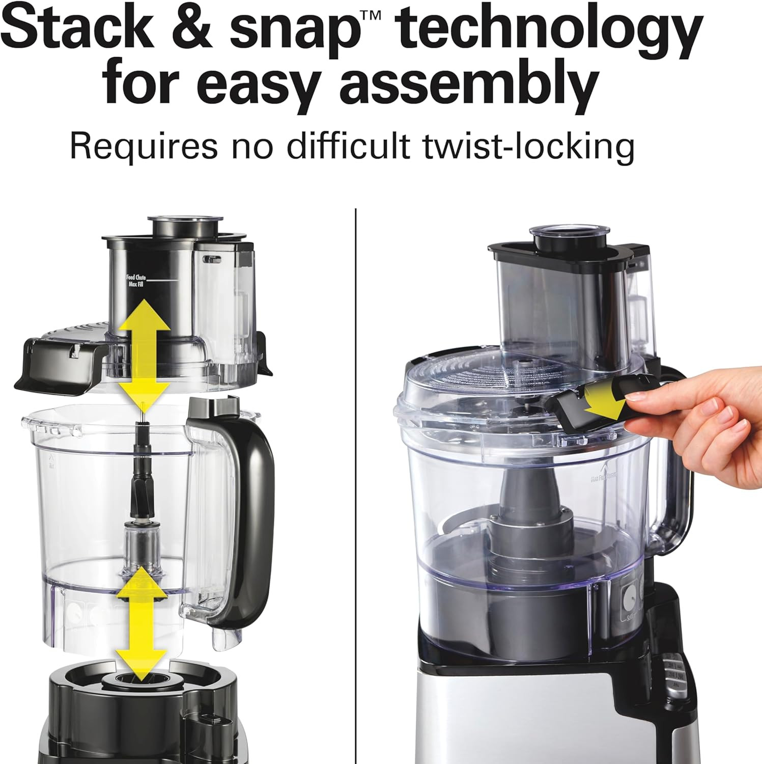 Hamilton Beach Stack & Snap Food Processor and Vegetable Chopper, BPA Free, Stai