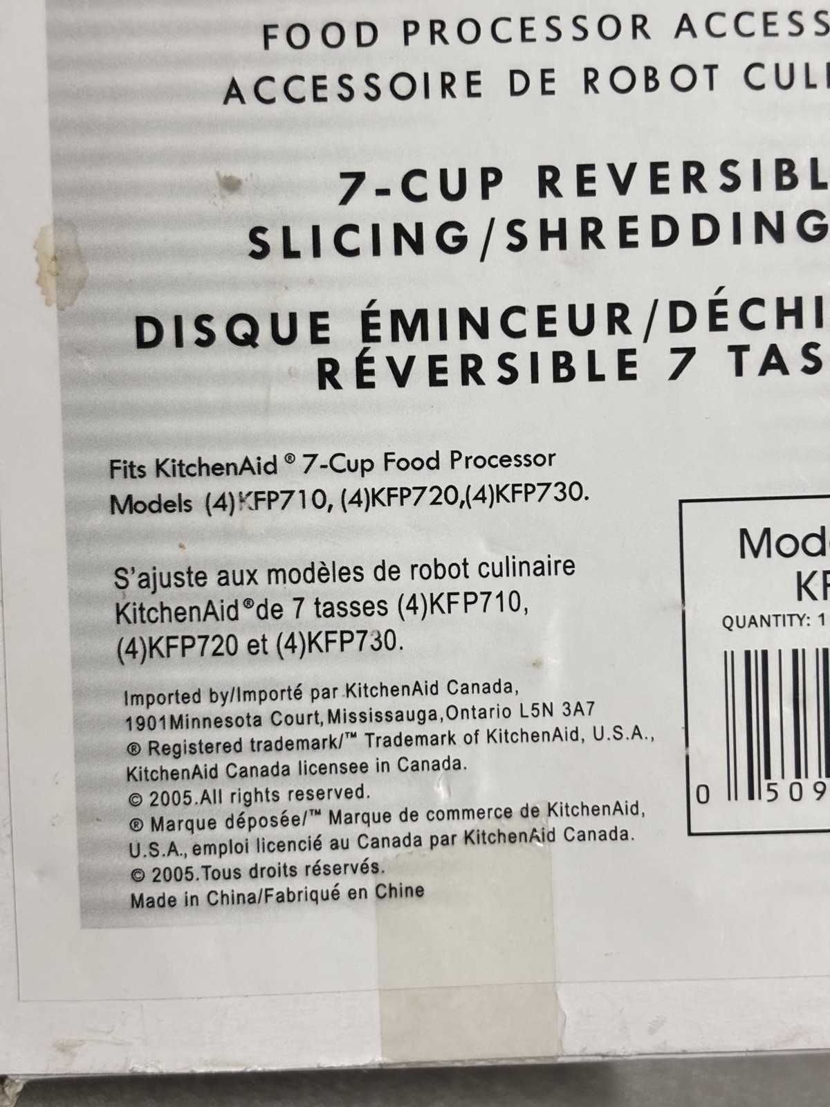 KitchenAid 7-Cup Reversible Slicing Shredding Disc Food Processor KFP77RD
