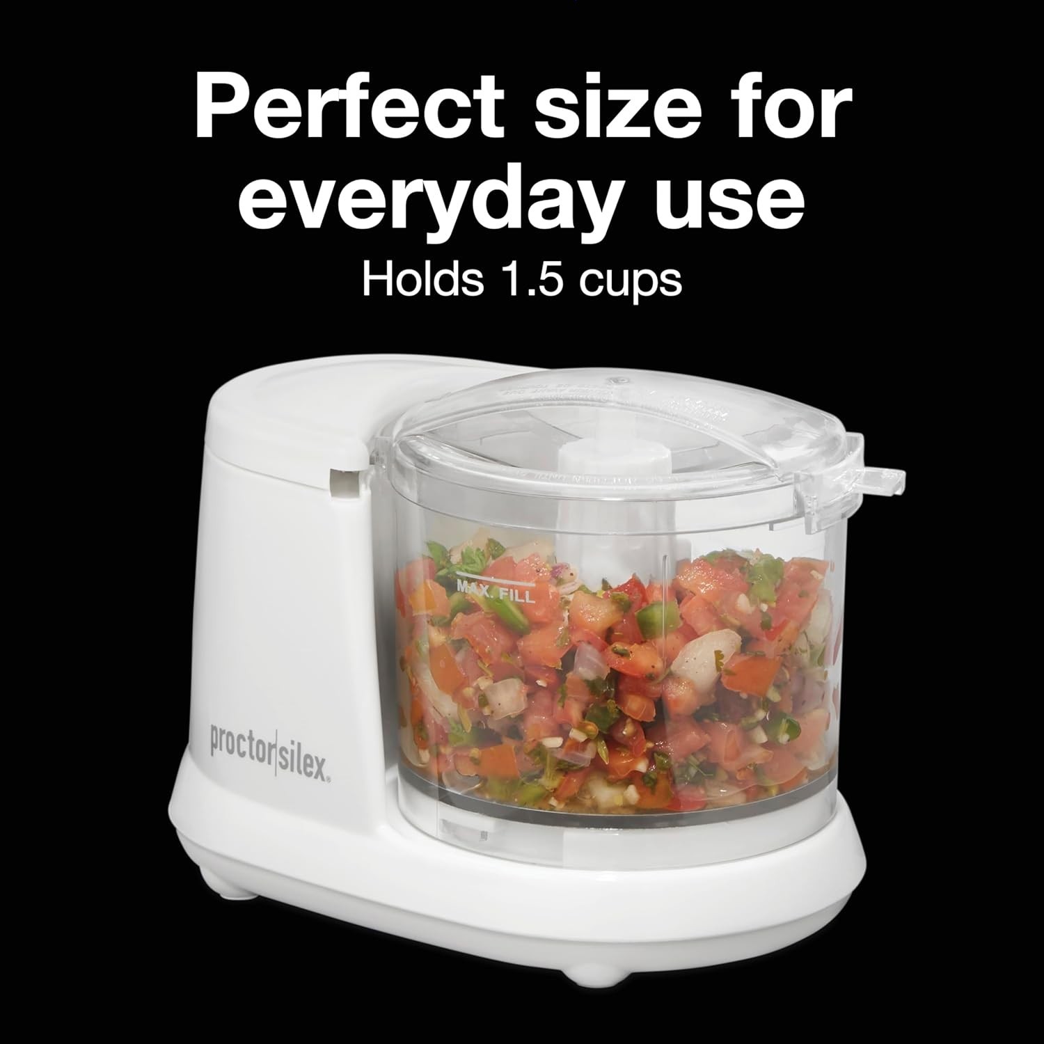 1.5-Cup Electric Vegetable Chopper Mini Food Processor Puree White