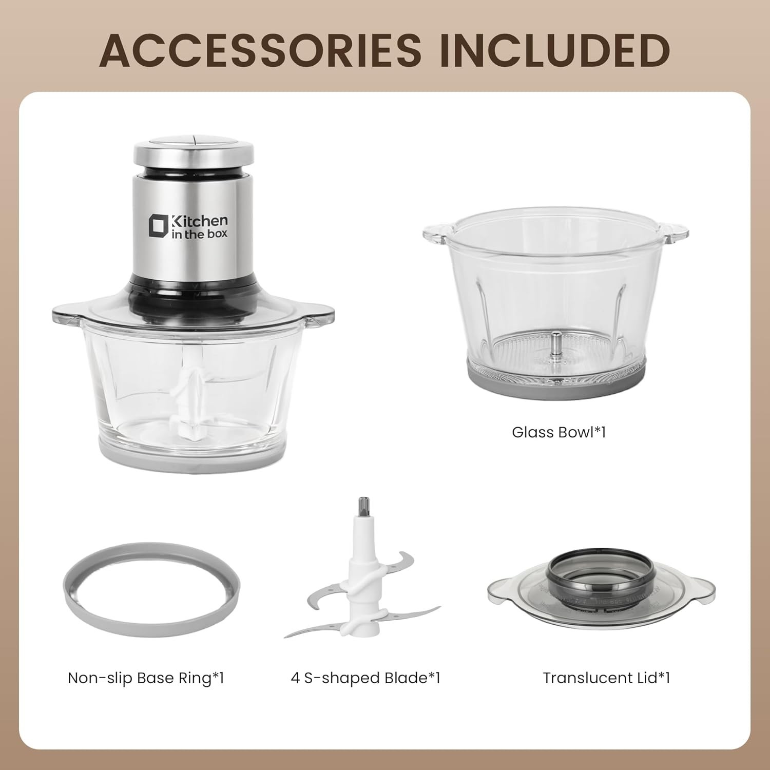 400W Mini Food Processor & Meat Grinder with 3-Cup Glass Bowl for Quick Chopping