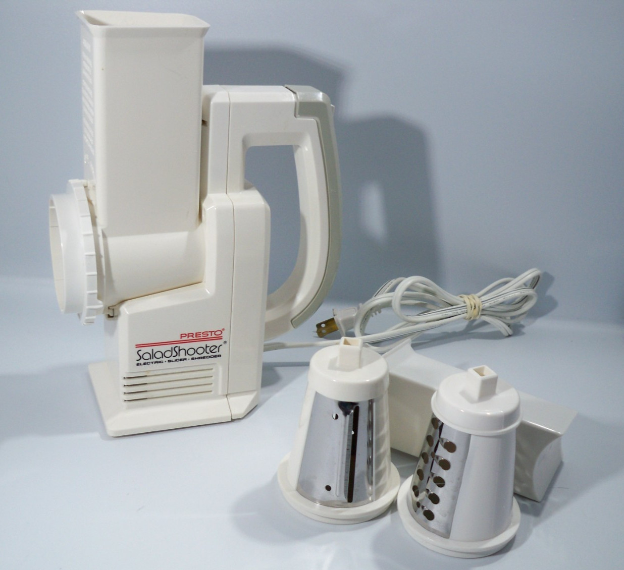 Presto Salad Shooter 0291003 Electric Food Slicer Shredder with 2 blades