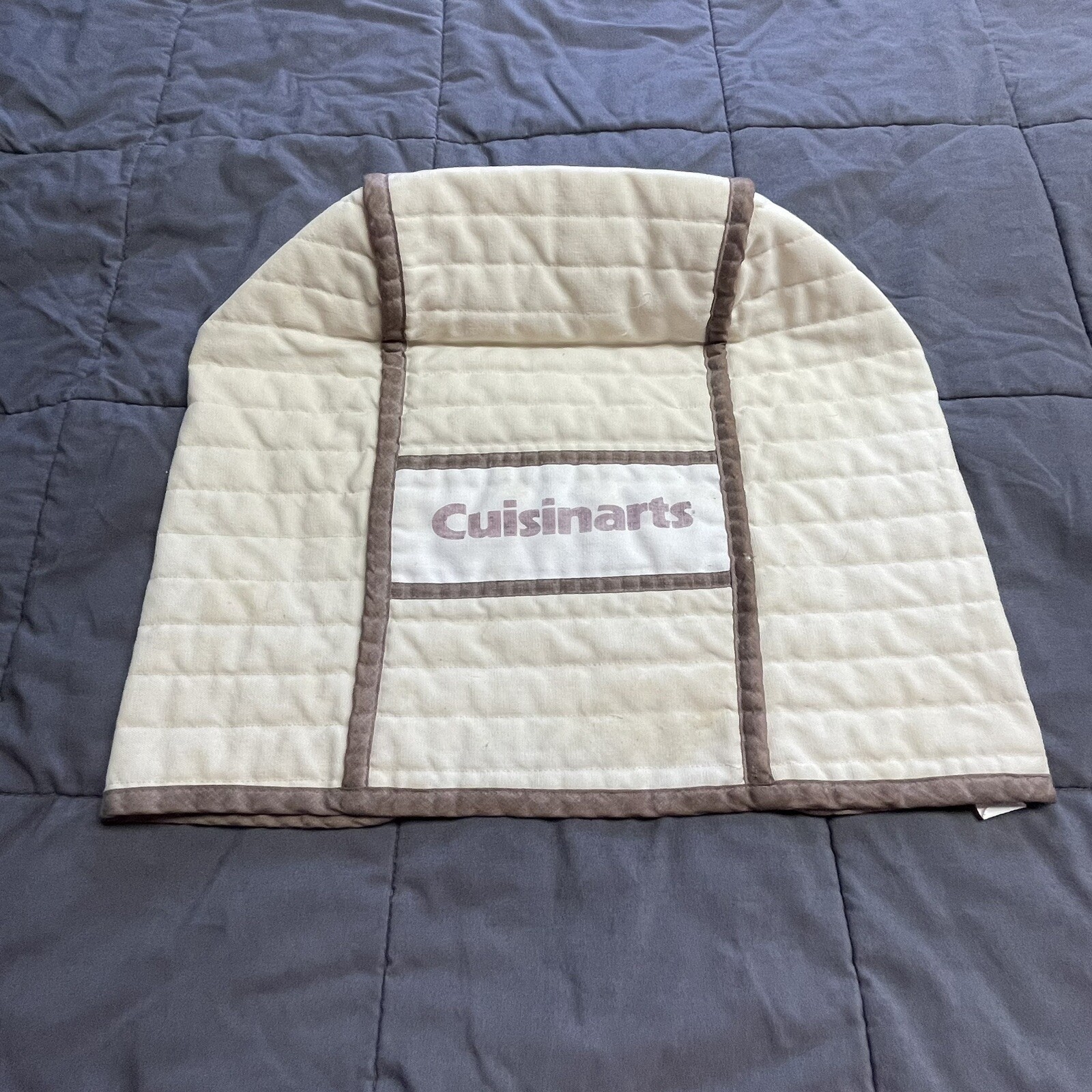 Vintage Cuisinarts Food Processor Quilted Fabric Cover Brown/Tan/White RN 54777