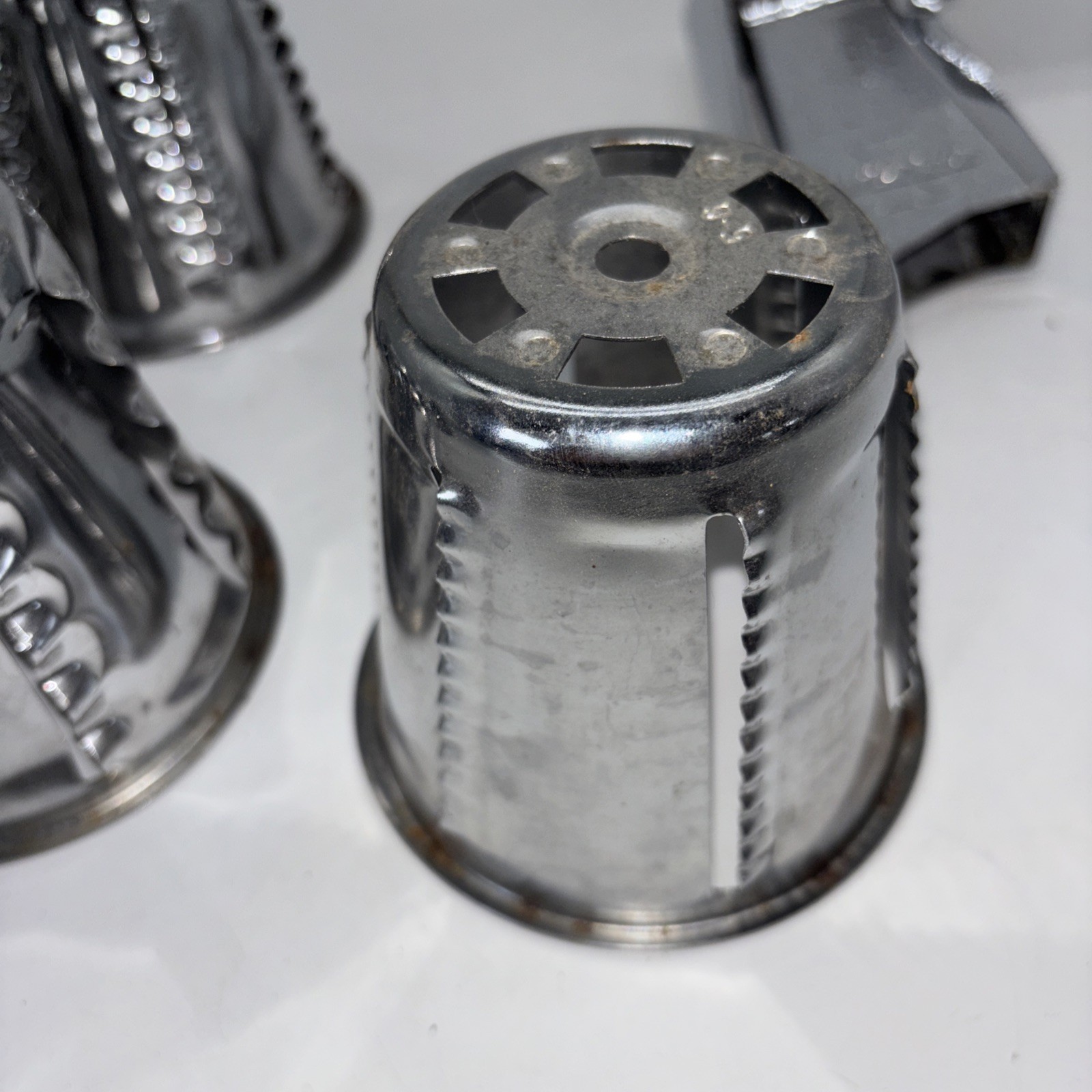 Saladmaster Stainless Steel Food Processor w/ 5 Cones MISSING BASE**** Vintage