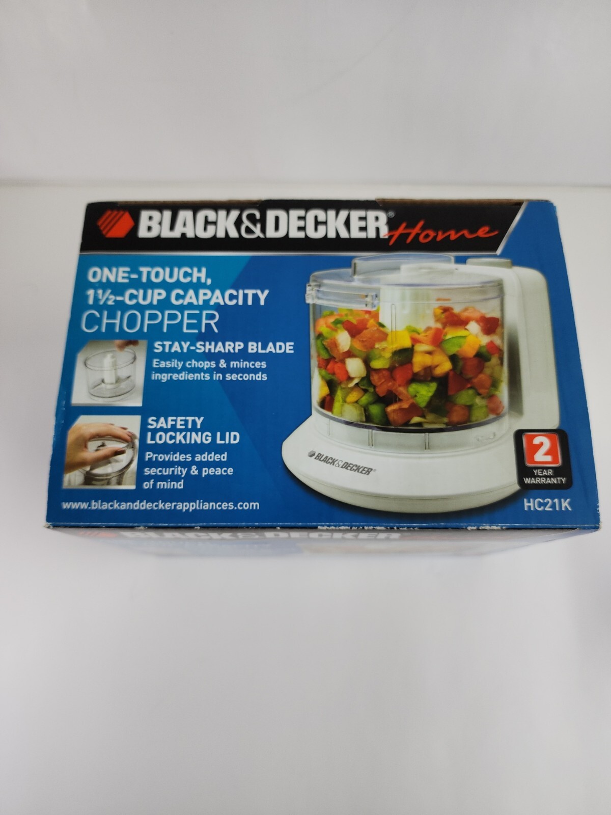 Black & Decker Home 1.5 Cup One Touch Electric Chopper White Model HC21K ,New.