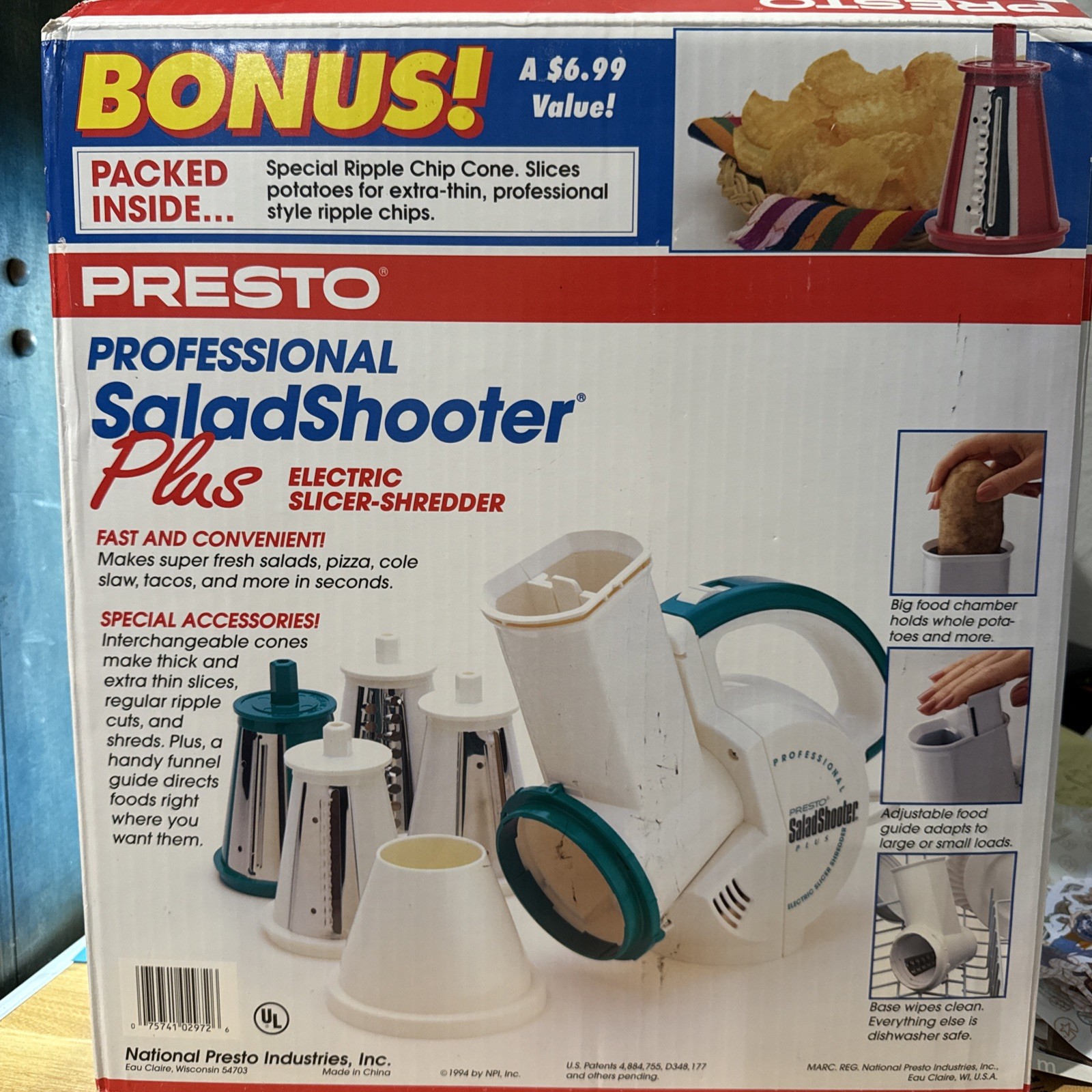 Presto SaladShooter Plus 02972 Electric Slicer Shredder Complete In Box