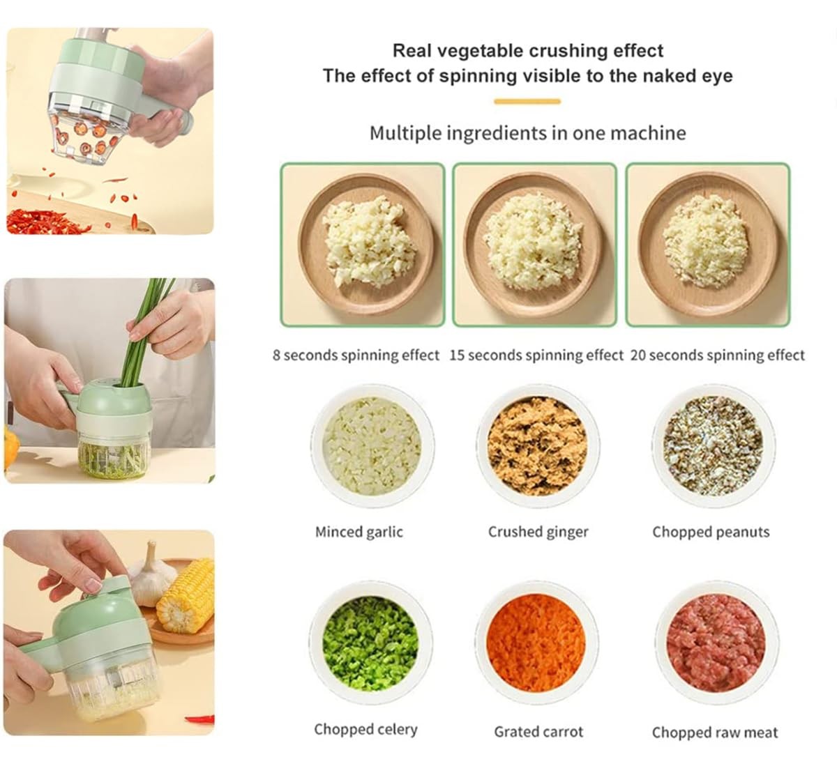 4 in 1 Handheld Electric Vegetable Cutter Set, Multifunctional Mini Electric …