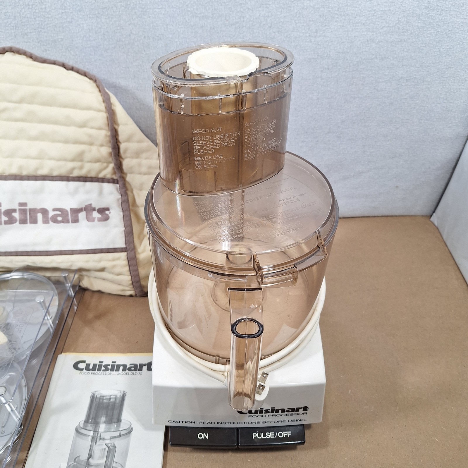 Cuisinart DLC-7E Food Processor w/ Accessories, Cover, Vintage, Discs, manual