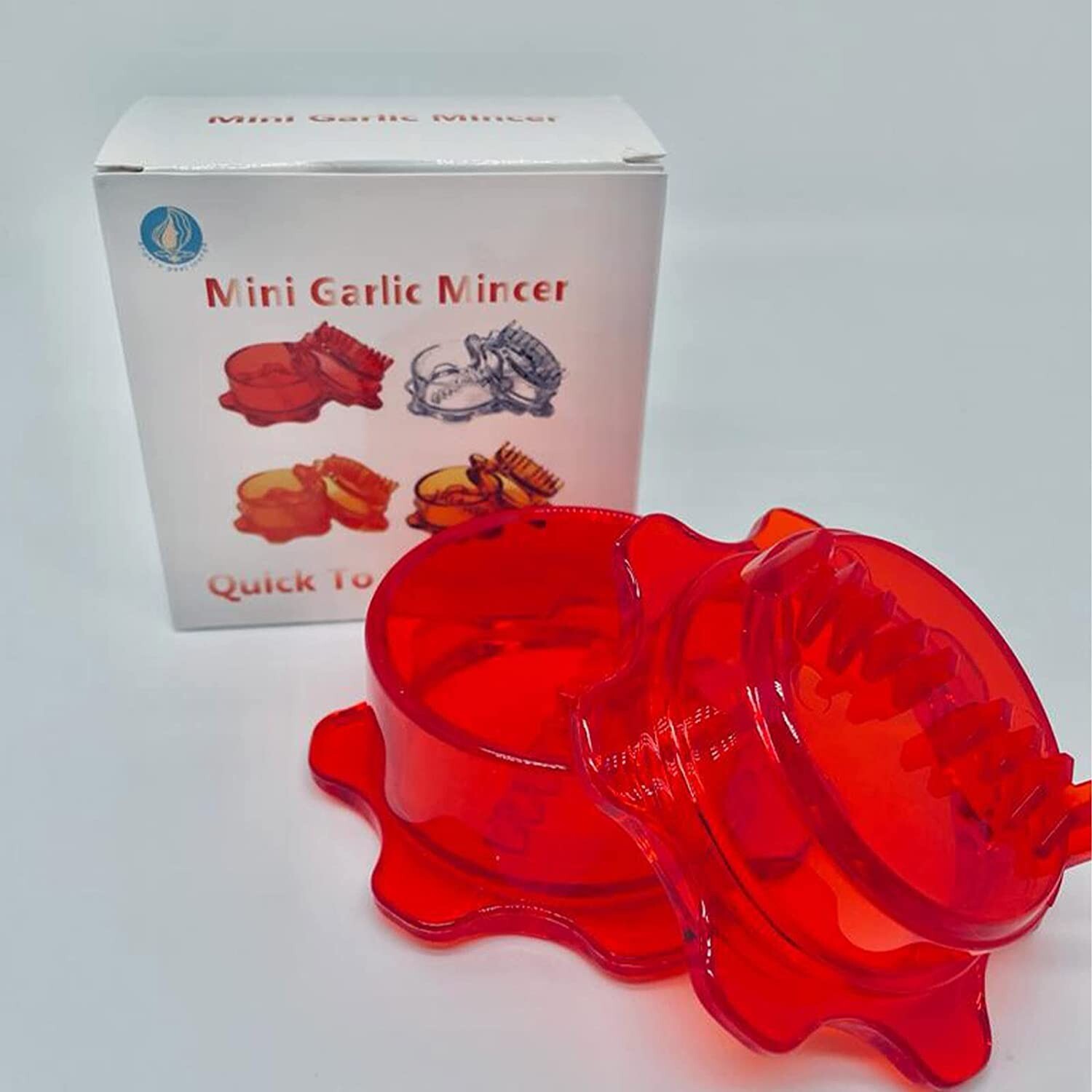 Food Processor-Garlic Mincer Press with a Twist fourth Generation(Red mincer)