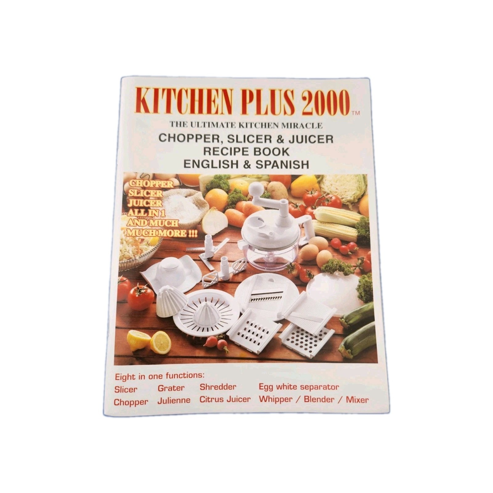 Kitchen Plus 2000 Manual Food Processor Chopper Slicer Open Box New Complete Kit