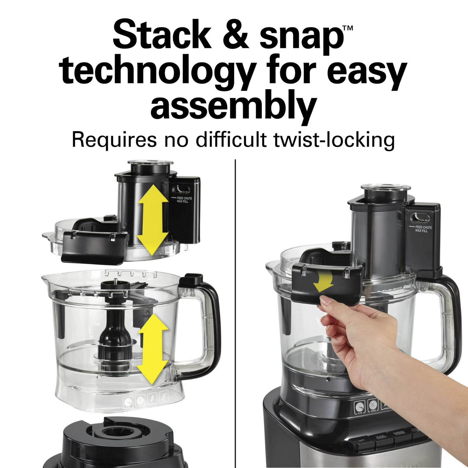Hamilton Beach 10 Cup Food Processor Chopper Stack Snap Black