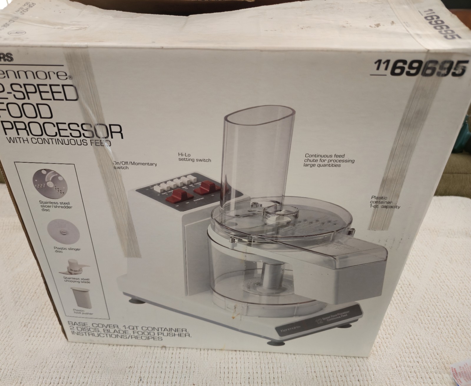 Vintage Sears Kenmore 12 Speed Food Processor 11-69695 NEW UNUSED OPEN BOX!