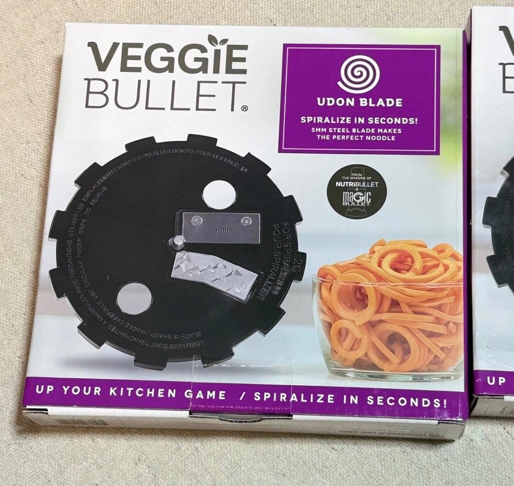 Veggie Bullet Electric Spiralizer 8pc Set +3 Extra Blades Silver Stainless Steel