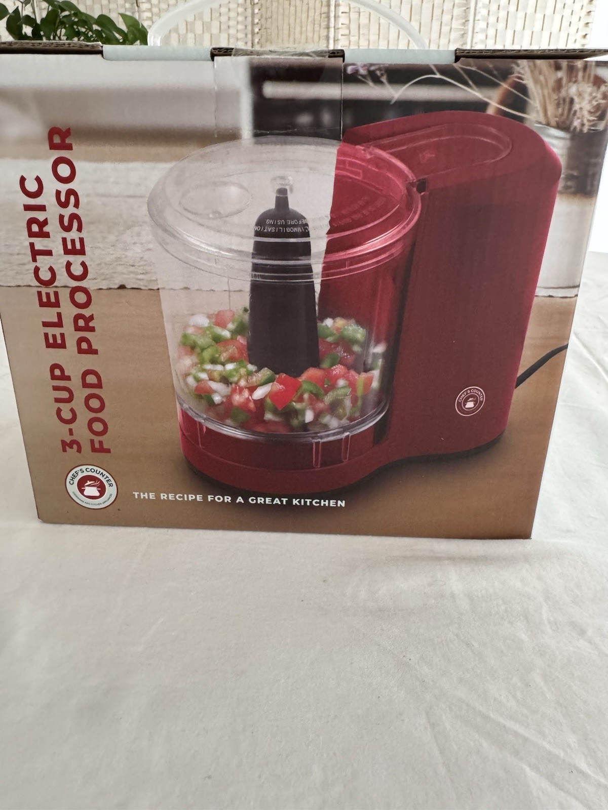 Chef’s Counter 3-Cup Electric Mini Food Processor Red/Clear CC-526-RDBK