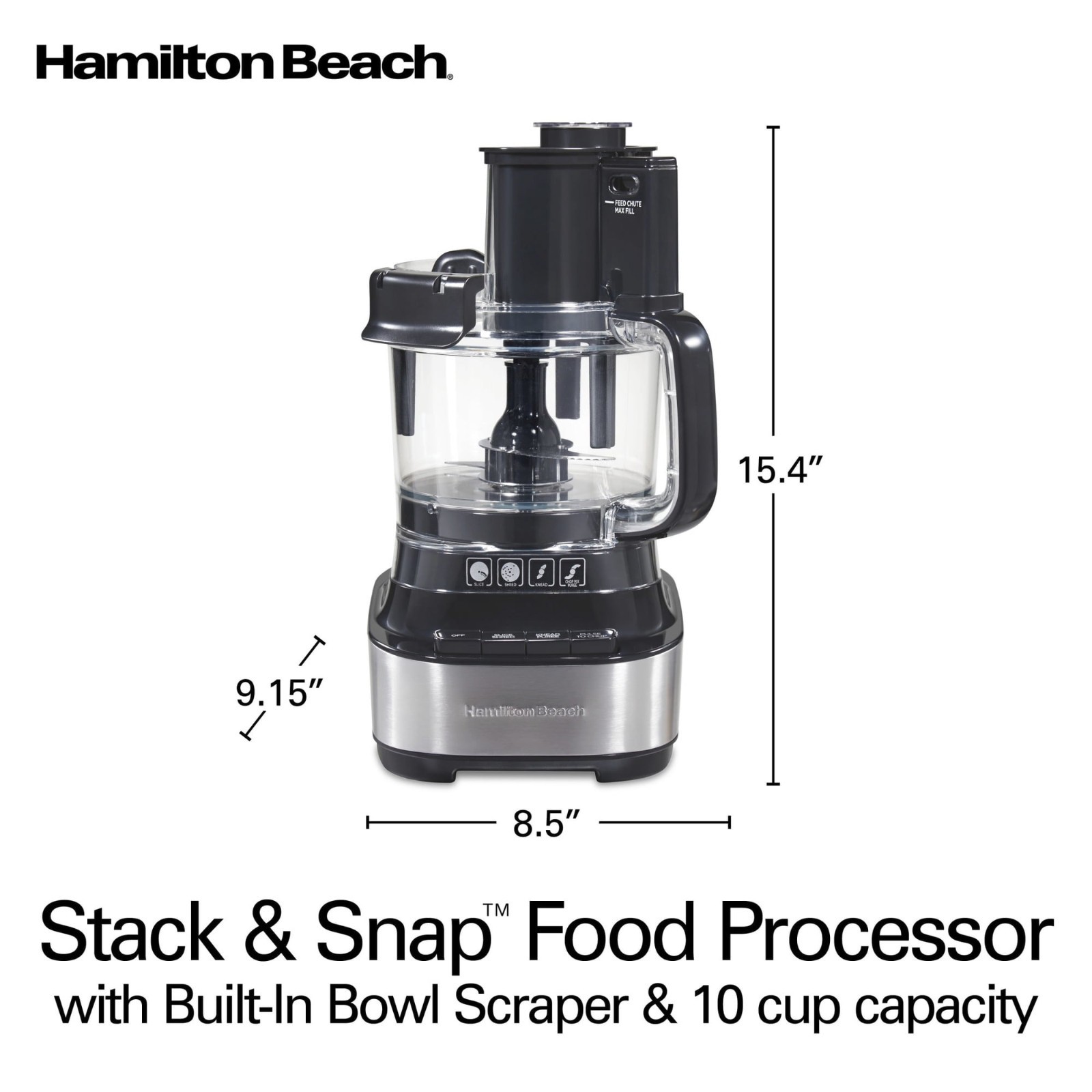 Hamilton Beach Stack & Snap 10 Cup Food Processor 500W Black Free Ship