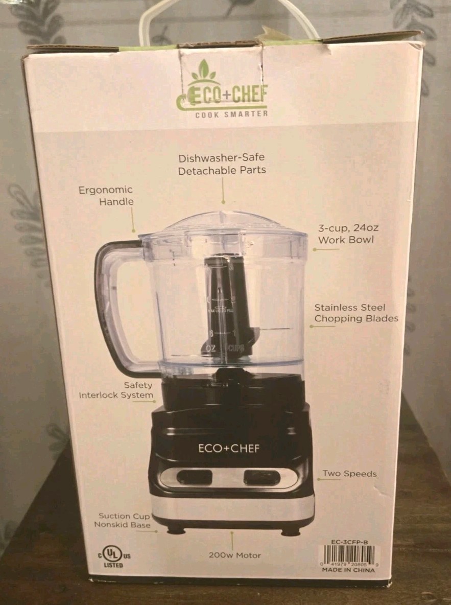 Echo Chef Food Processor 200w Chop/Grind 2 Speed 3 Cup Stainless Steel blades