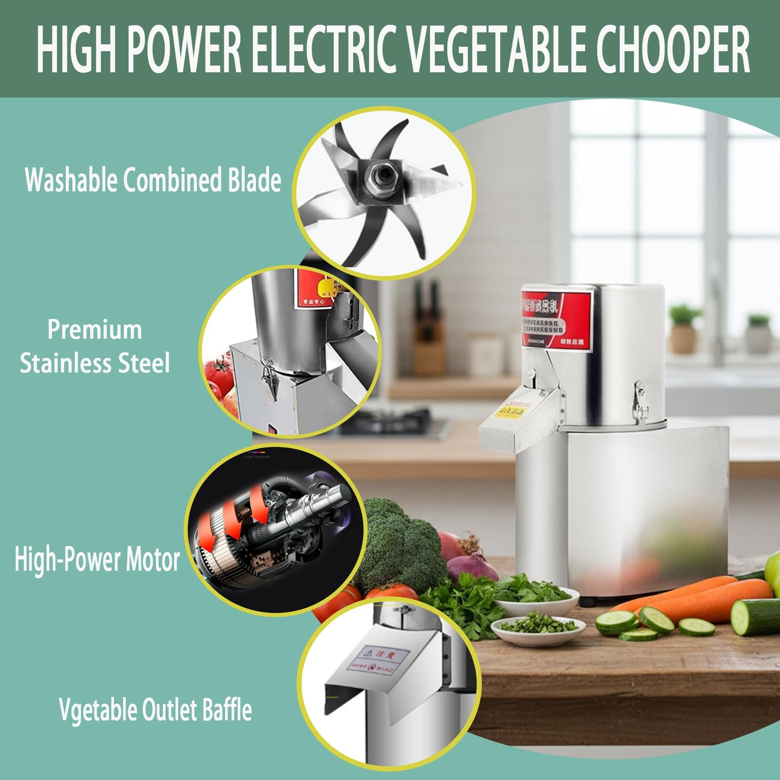 Commercial Food Processor Machine 600W Large Capacity Electric Vegetable Food…