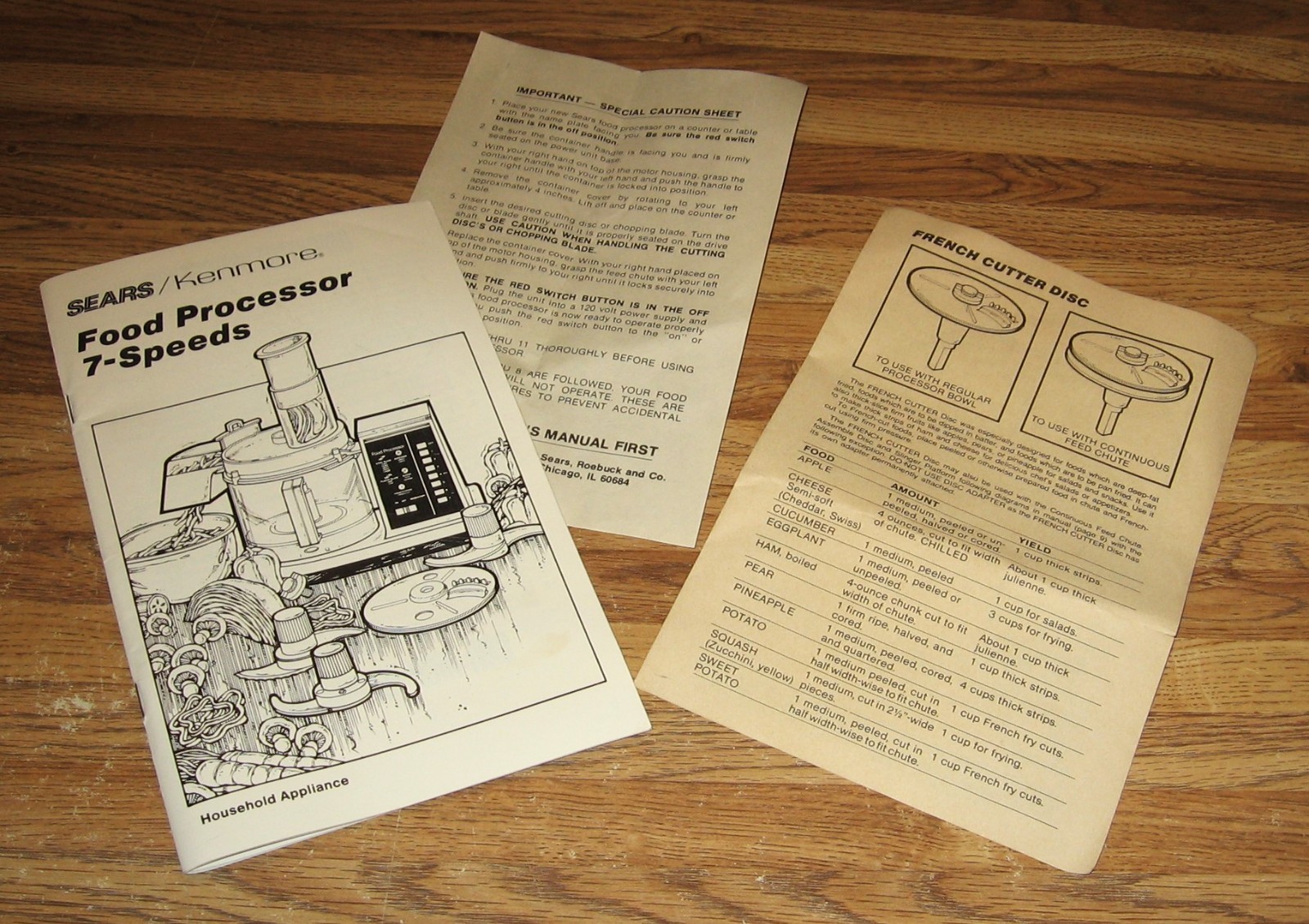 Sears Kenmore 7 Speed Food Processor PART/REPLACEMENT DISC BLADES & BOOK