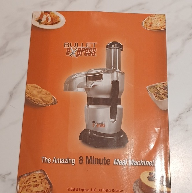 Bullet Express Food Processor Silver/Black w Bowl Lid Pusher Slicing Disc