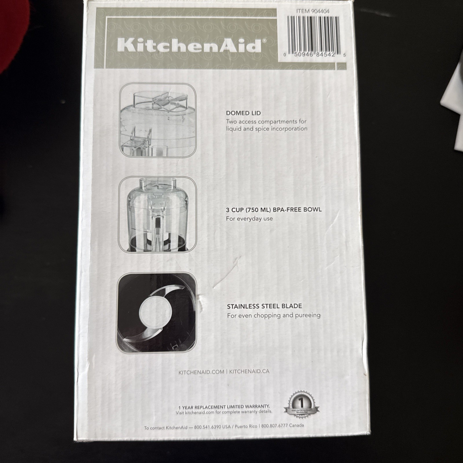 KitchenAid Chef’s Chopper Series Onyx Black 3 Cups KFC3100OB- NEW -NIB