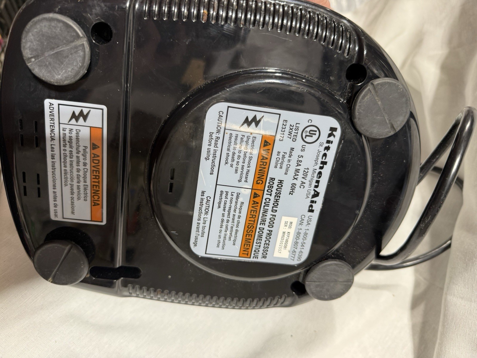 Kitchen Aid food processor KFP740QOB1 Replacement part Base motor