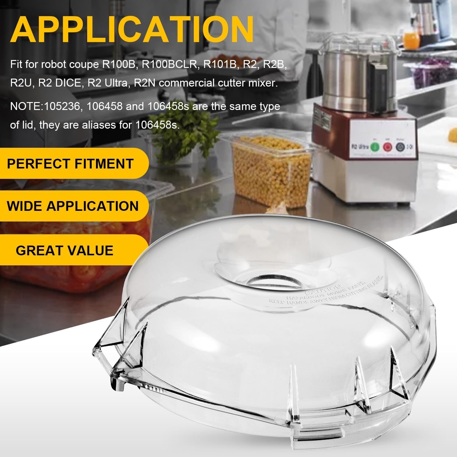 Cutter Bowl Lid for Robot Coupe R100B, R100BCLR, R101B, R2, R2B, R2U 106458S