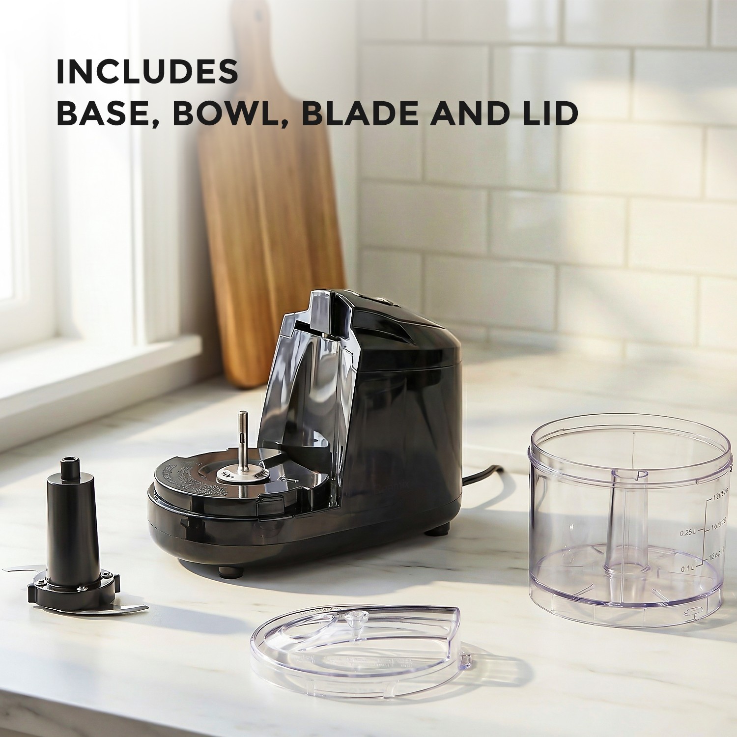 1.5-Cup Electric Food Chopper, 100W Mini Processor, Stainless Steel Blade