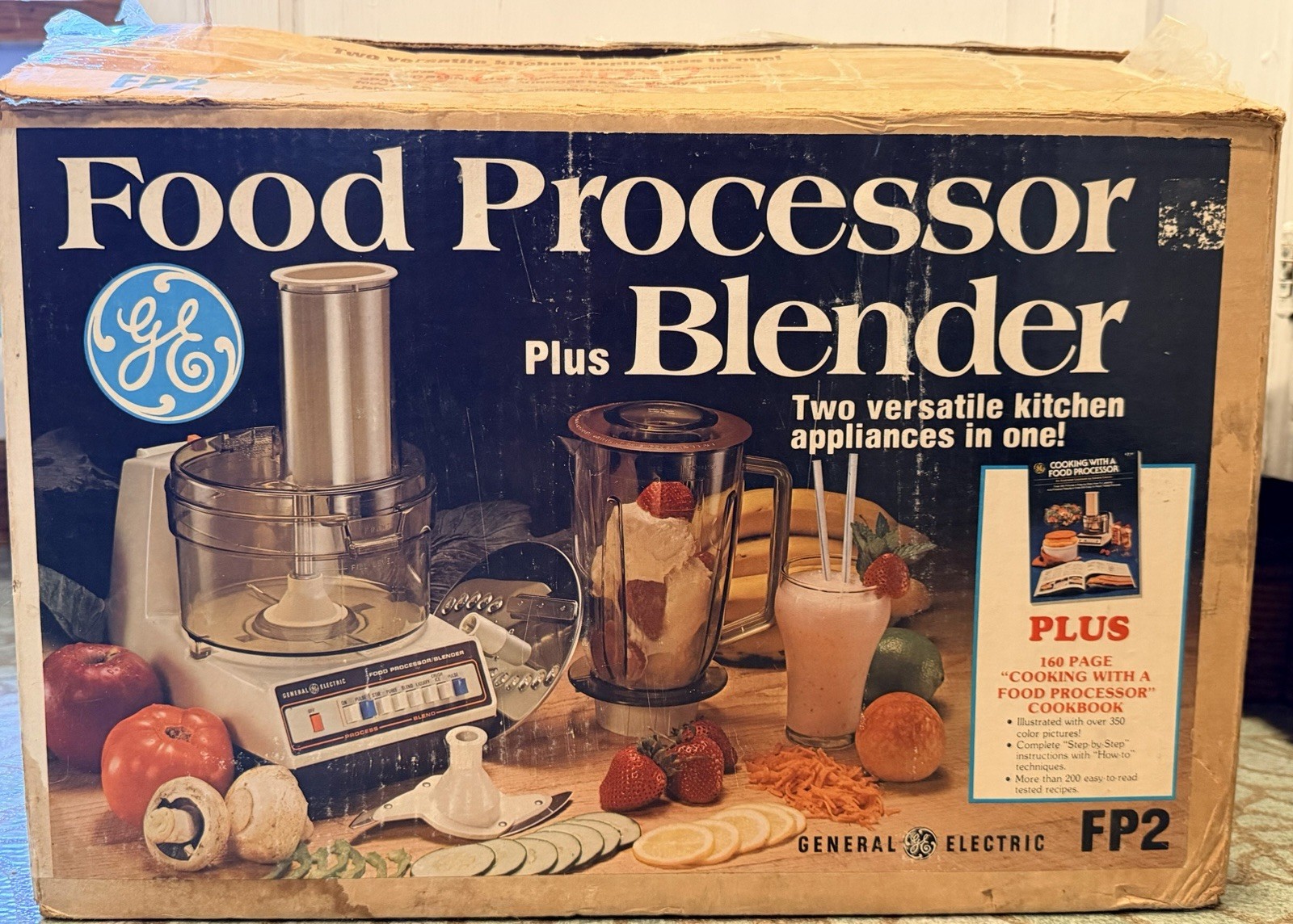 Vintage GE General Electric Food Processor + Blender Original Box Works Complete
