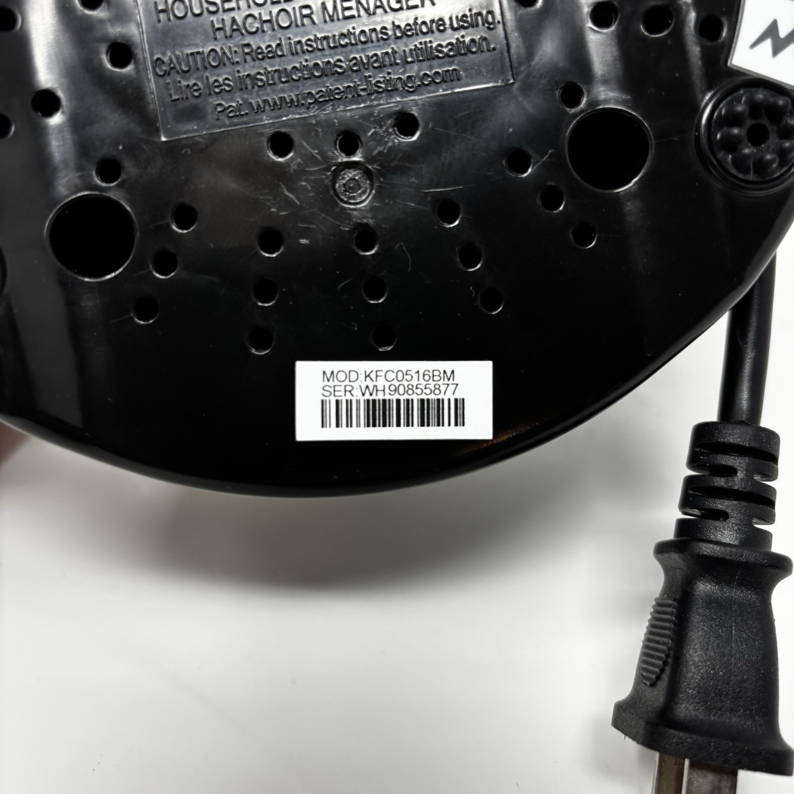 KitchenAid KFC0516BM Black Replacement 2 Speed MOTOR BASE ONLY for Food Chopper