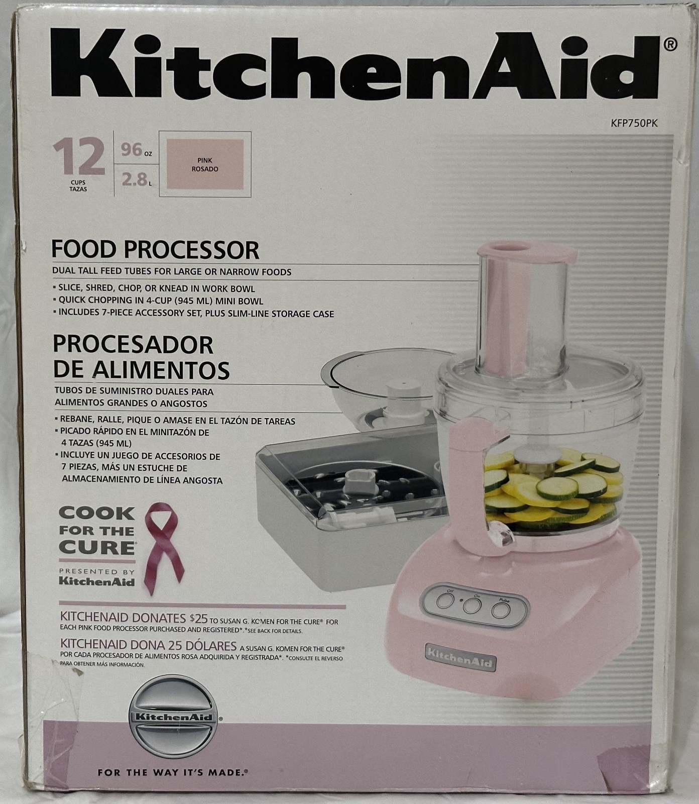 KitchenAid KFP750PK3 Food Processor with Blades – PINK RARE NEW