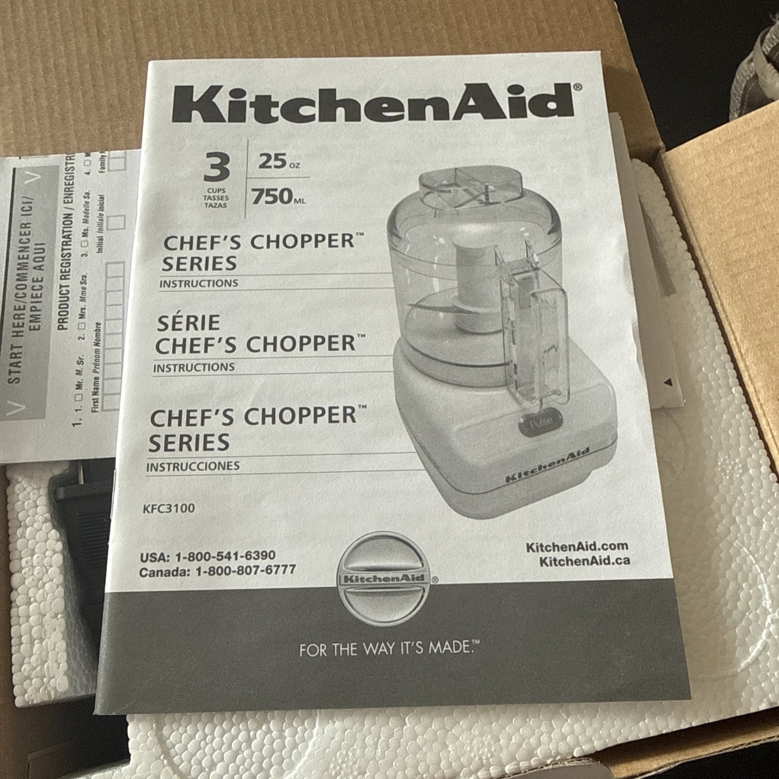 KitchenAid Chef’s Chopper Series Onyx Black 3 Cups KFC3100OB- NEW -NIB