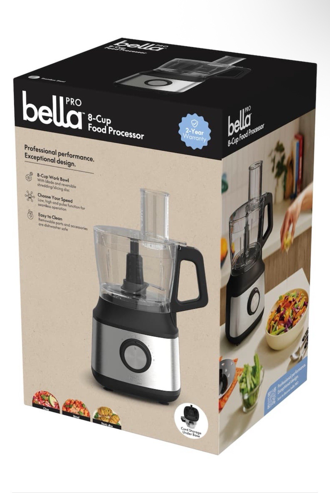 bella PRO – 8-Cup Food Processor – Stainless Steel