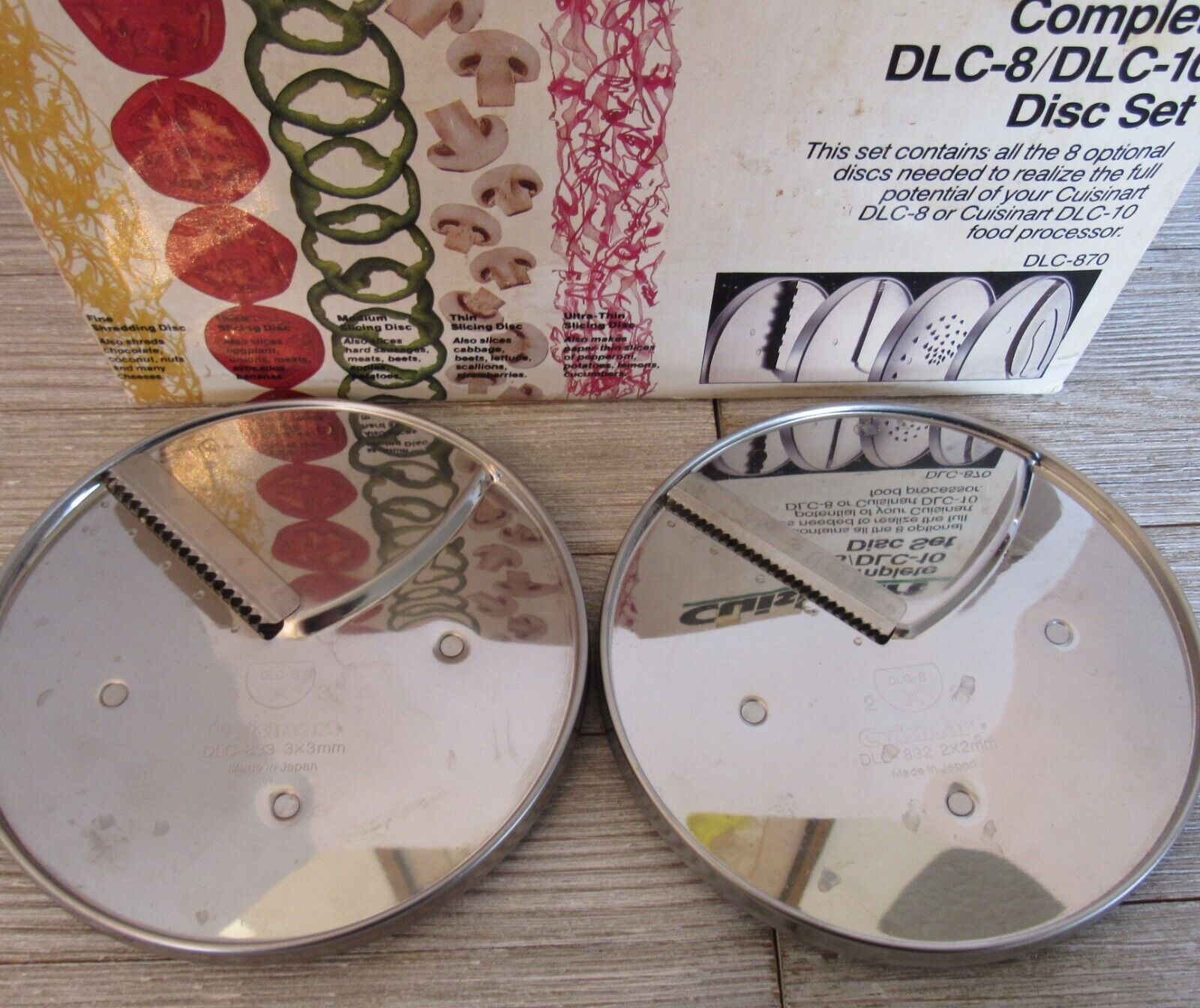 Vintage Cuisinart Complete DLC-8 / DLC-10 Disc Set Food Processor 8 Blades
