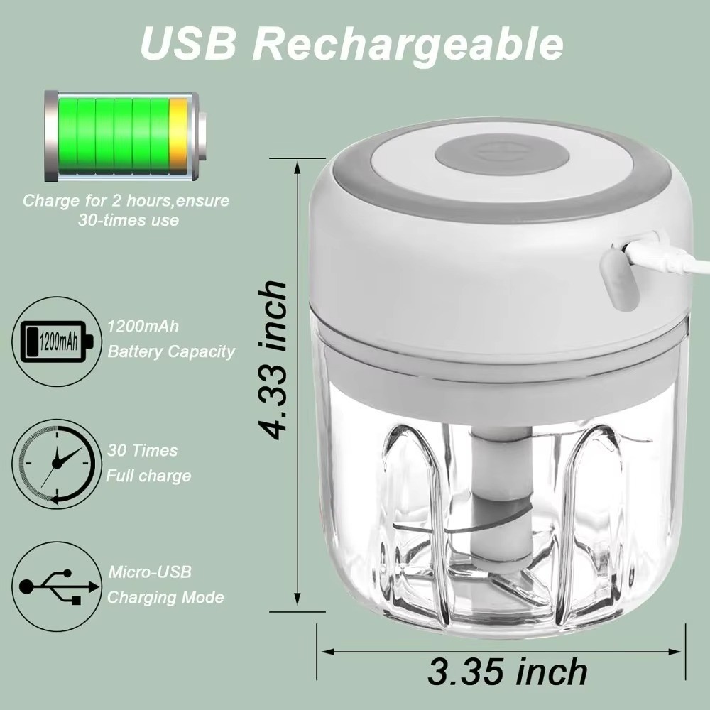 Mini Food Chopper Electric Processor Blender Glass Mixer Garlic Spices Grinder