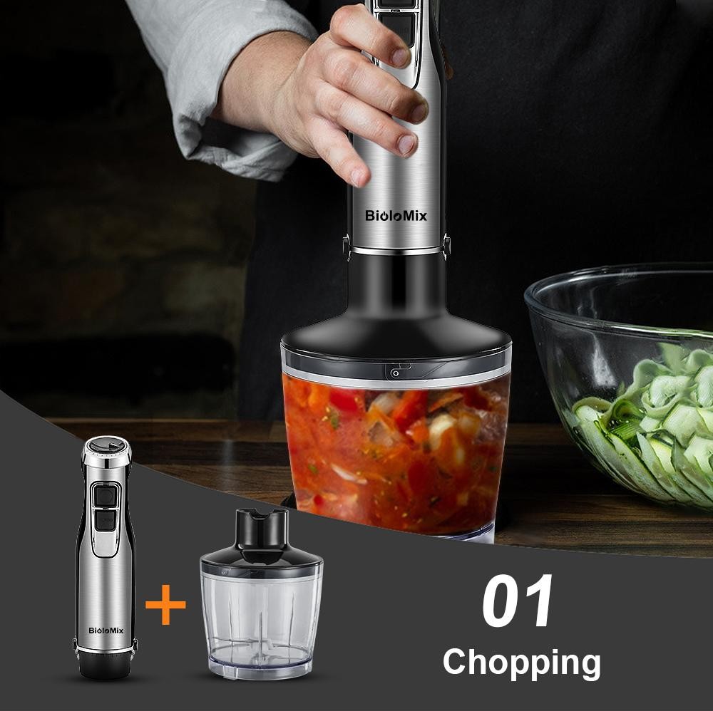 BioloMix 4 in 1 High Power 1200W Immersion Hand Stick Blender Mixer Includes Cho