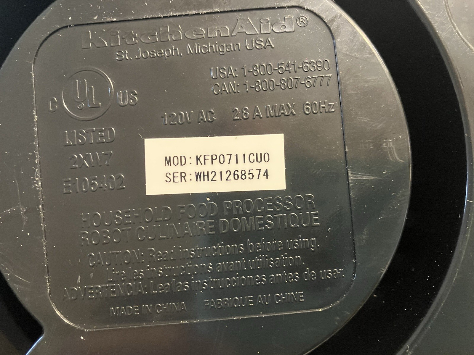 KitchenAid KFP0711CU0 7 Cup S Blade Slice Shred Disc Set w/ Adapter OEM Nice