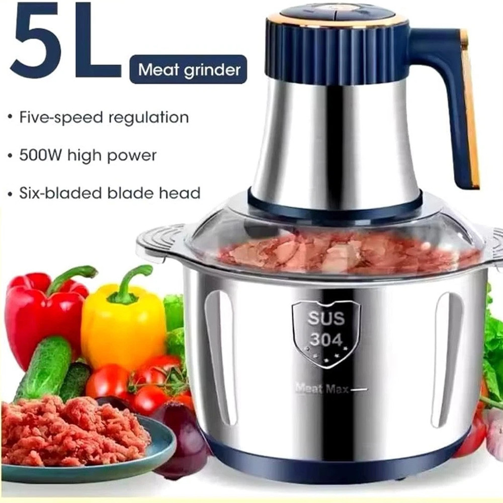 5L Electric Meat Grinders Multifunctional Vegetable Slicer Chopper 304Stainless